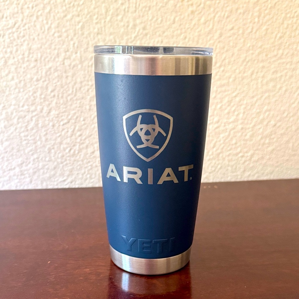 Yeti Navy Tumbler with Silver Accents